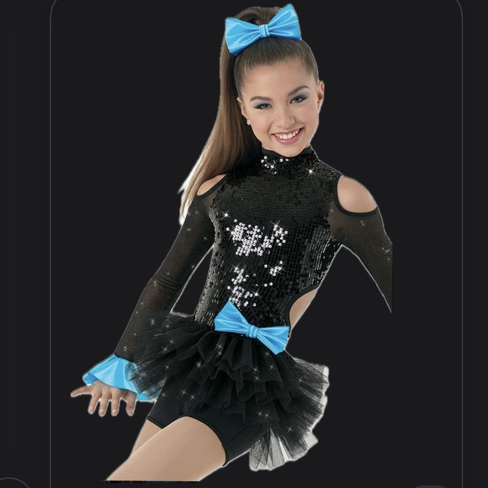 Weissman Black Sequin Dance Leotard with Black Trim size LC